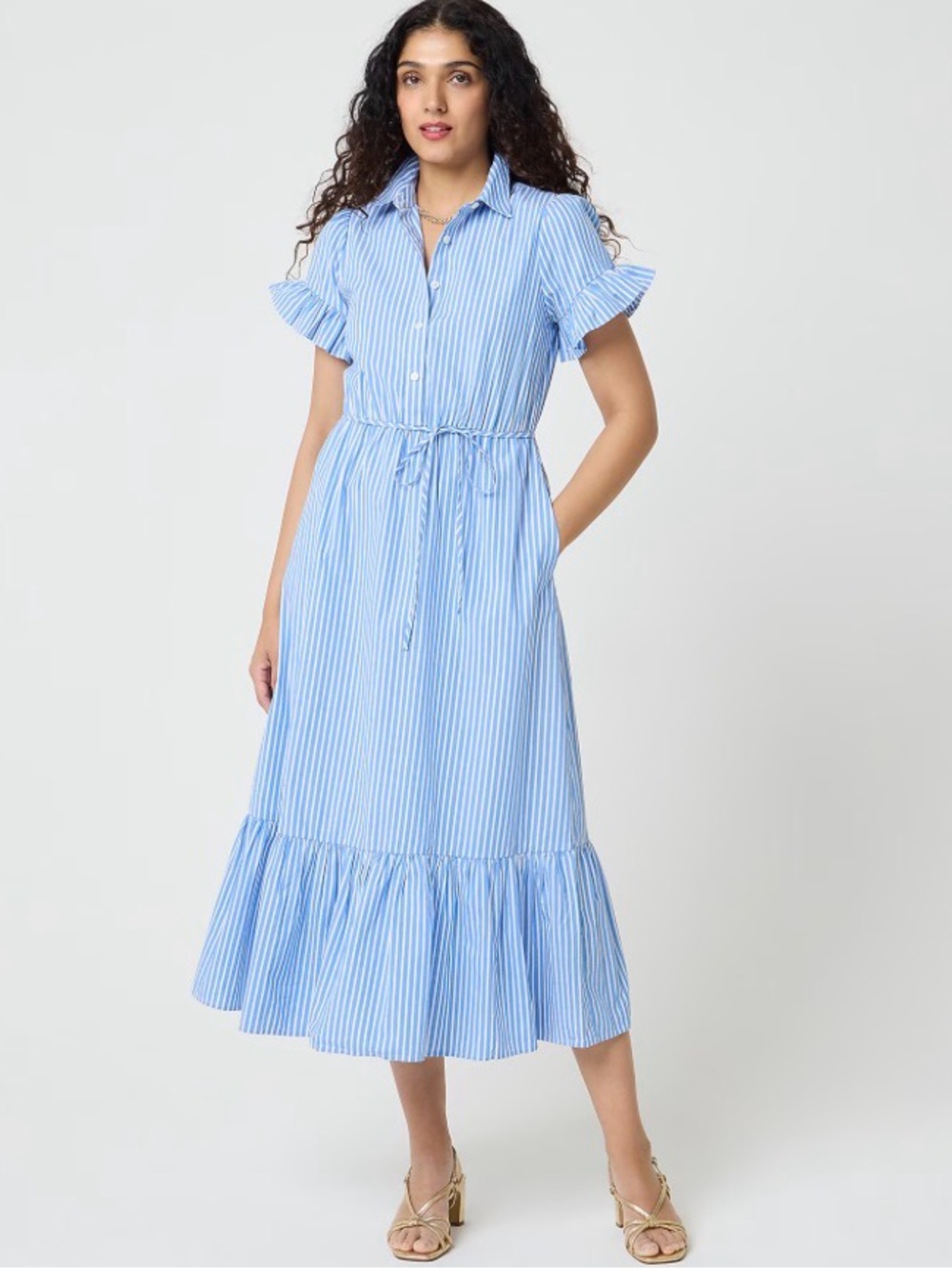 J. Crew Blue and White Striped Cotton Shirt